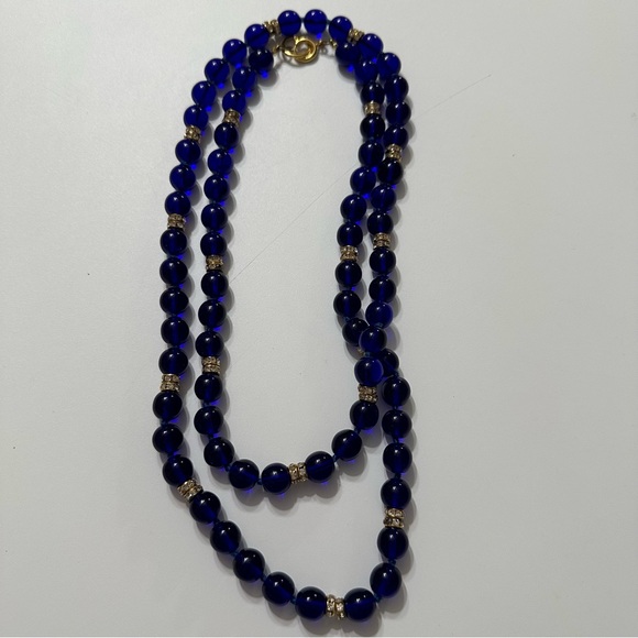 Vintage Murano glass necklace with handmade blue and golden - Picture 5 of 10